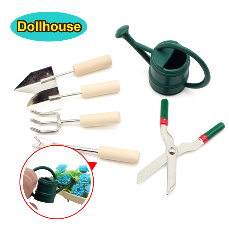 Gardening Tools Set - 1/12 دمية محاكاة مسقاة المجرف مقص