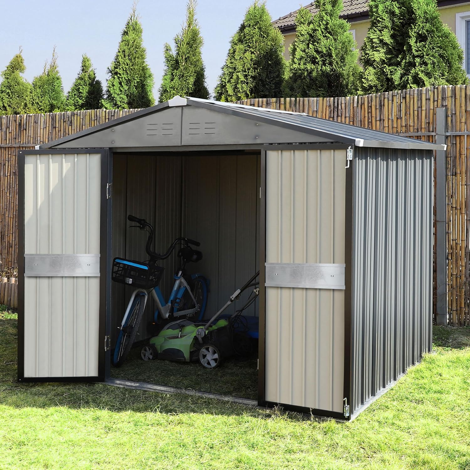مخزن تخزين خارجي 10' × 10' مع  - مراجعة Gardening Tools Storage وسعره