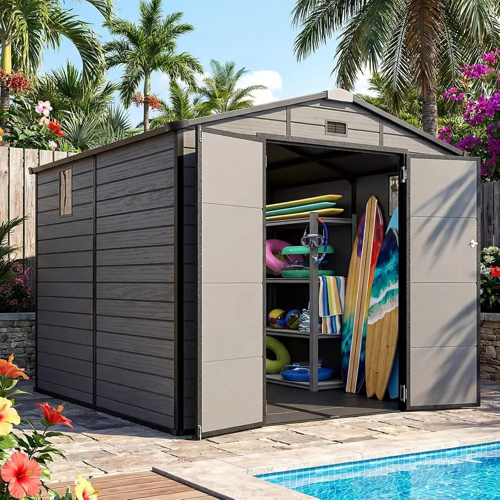 مخزن تخزين خارجي 8×8 مع أرضية، - مراجعة Gardening Tools Storage وسعره