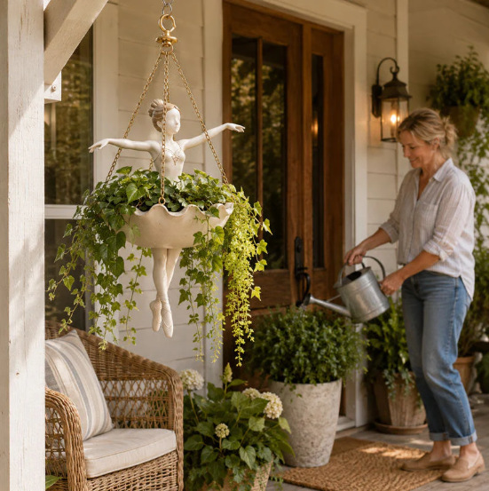 وعاء زهور جديد على شكل راقصة ب - مراجعة Hanging Planter Basket وسعره