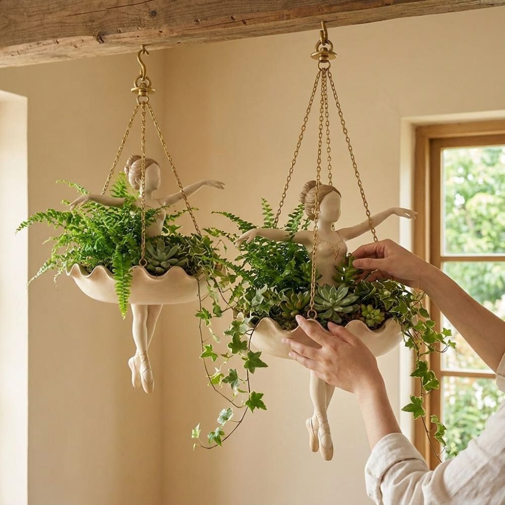 مزهرية معلقة على شكل راقصة بال - مراجعة Hanging Planter Basket وسعره