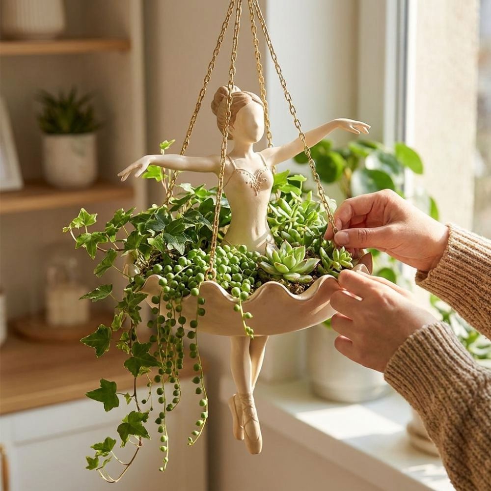 مزهرية معلقة على شكل راقصة بال - مراجعة Hanging Planter Basket وسعره